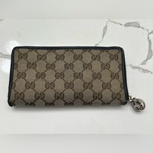 Gucci Beige and Dark Brown Zip Wallet